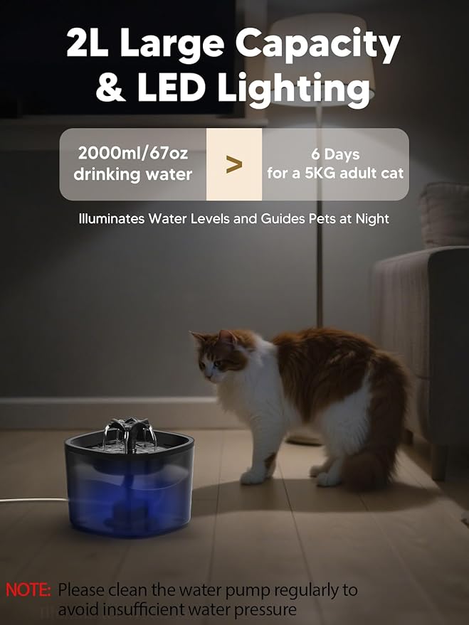 Automatic Cat Feeder and Water Fountain, 5L/20 Cups Timed Cat Dry Food Dispenser, 10s Meal Call, 20 Portions 6 Meals Per Day, 2L Cats Fountains for Drinking with Filter, Pet Feeder for Dog-PawvioPets