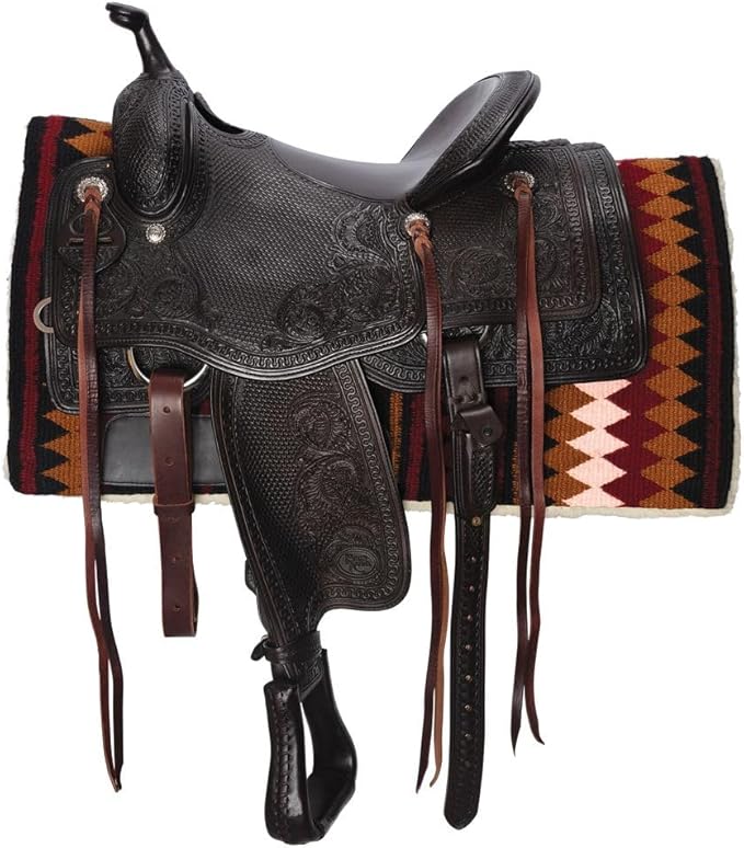 Fleece Bottom Contoured Saddle Pad - 34" x 40" | New Zealand Wool Top | 3/4" Felt Core | Contoured Fit | Hypoallergenic Fleece Lining | Weighs 8 lbs-PawvioPets