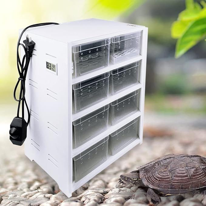 8-Grid Acrylic Pet Breeding Box,Large Reptile Enclosure with Hygrometer&Heating Pad,Lizard Spider Snake Tortoise Cage Pet Snake Terrarium Tank Multipurpose Multipurpose Feeding Box,White.-PawvioPets