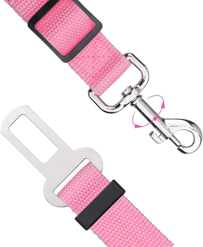 Elisel Elisel 2 Packs Adjustable Length Pet Dog Cat car seat Belt Pet seat Belt Pet Accessories for Dogs Cats and Pets (Pink)-PawvioPets