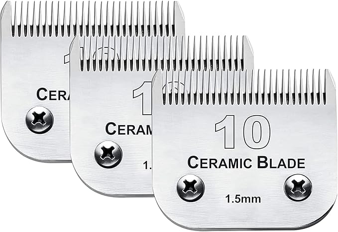 3 Pack 10 Blade Dog Grooming Blades Compatible with Andis Clippers/Oster A5/Wahl KM,Detachable Stainless Steel Blade,Size-10, 1/16-Inch Cut Length-PawvioPets