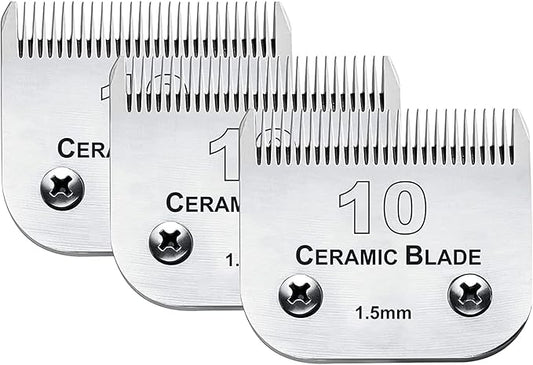 3 Pack 10 Blade Dog Grooming Blades Compatible with Andis Clippers/Oster A5/Wahl KM,Detachable Stainless Steel Blade,Size-10, 1/16-Inch Cut Length-PawvioPets