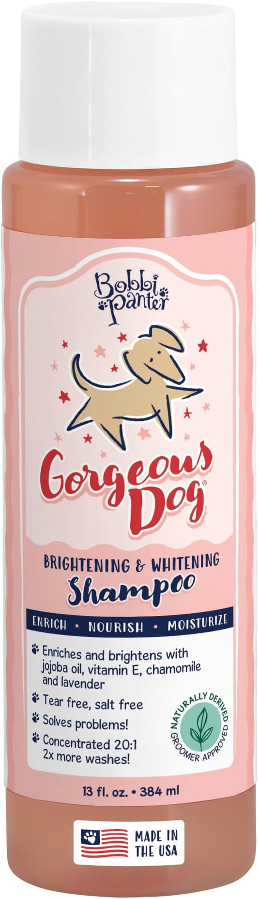 Bobbi Panter Dog Shampoo - Made in USA - All Natural Formula for Whitening All Coats, Enhances Shine & Moiturizes - Concentrated 20:1 for Professional Groomers - Peach Scent, 13 Oz-PawvioPets