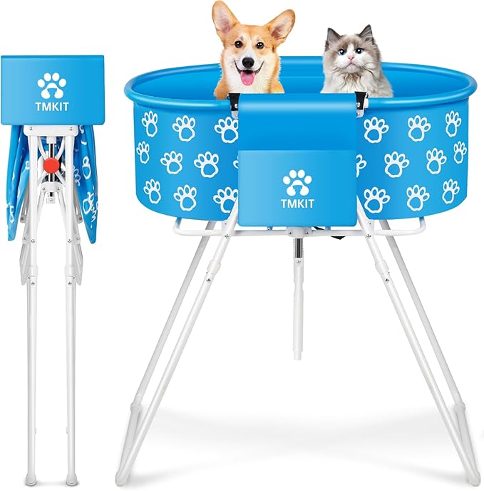Dog Bathtub, Elevated Dog Bath Tub for Pet Bathing Shower and Grooming. Portable, Foldable with Safety Lock, Professional Pet Dog Washing Station for Small, Medium, Large Dogs Cats, No Backache-PawvioPets