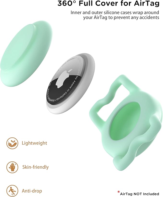 Dog Collar with Waterproof AirTag Holder & Anti-Lost QR Code, Cute Bling Warpping Adjustable Width for Small Medium Large Pet (Light Blue, M)-PawvioPets