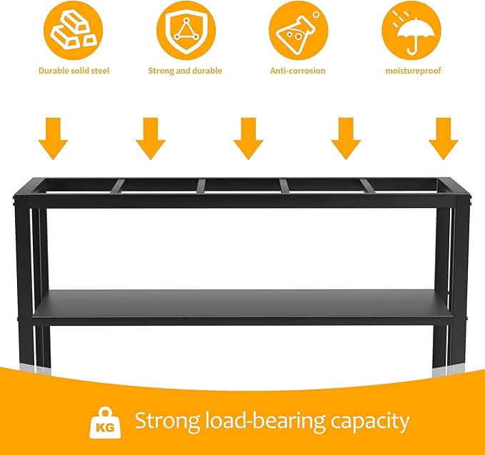 Akenow 55-75 Gallon Fish Tank Stand with Storage Shelf, 48.5 x14.9 x 29.2 Inch Aquarium Stand, Turtle Tank, Reptile Terrariums and Breeder Tank Stand,980LBS Capacity, Black-PawvioPets