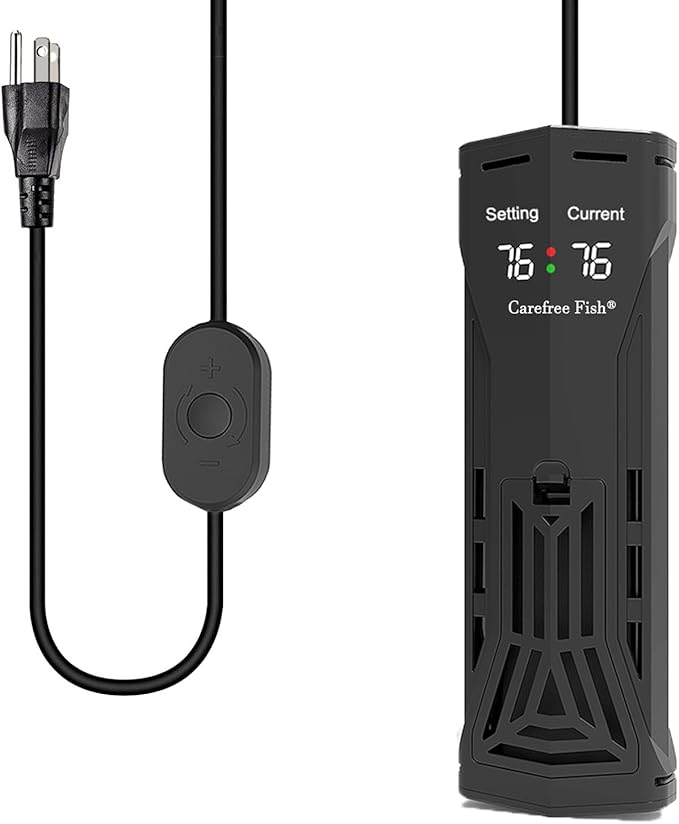 Carefree Fish 100/200/300/500/800W Paladin Aquarium Heater PTC Ceramics Heating Rod Digital LED Intelligent Leaving Water Automatically Stop Heating System for Freshwater and Saltwater No Cooking Fish-PawvioPets