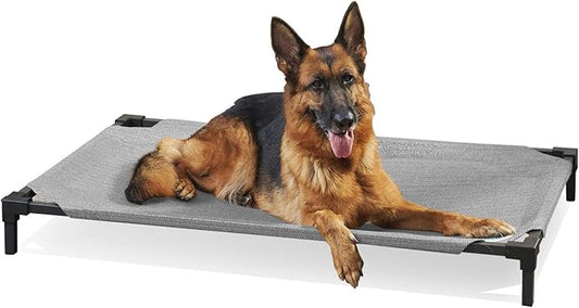 COOLAROO Cooling Elevated Dog Bed PRO Standard, Fits in 48in Crate, Easy Assembly Frame, Steel Grey.-PawvioPets