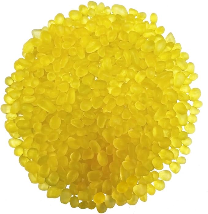 Glass Stones, 0.85LB/385g Aquarium Gravel Rocks, Yellow Pebbles for Fish Tank, Sea Glass for Vase Filler Craft-PawvioPets