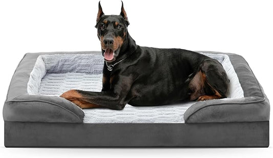 FURTIME Orthopedic Dog Bed for Extra Large Dogs - XL Waterproof Dog Sofa Bed, Ultra Comfy Supportive Foam Pet Bed with Removable Washable Cover, Jumbo Dog Bed with Nonskid Bottom-PawvioPets