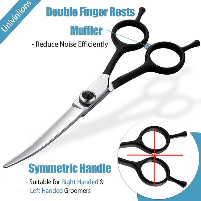 Dragon Creek 6" Upward Curved Dog Grooming Scissors Shears for Grooming Face and Paws Safety Shears Trimming Cutting Scissors for Dog Cat Pet Black-PawvioPets