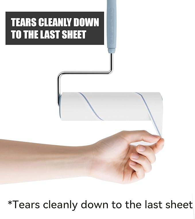 Extra Sticky Large Surface Lint Roller, 6.3'' Giant Lint Roller for Pet Hair, 360 Sheets/ 4 Refills, Long Handle Lint Remover for Clothes, Furniture (1 Roller + 360 Sheets)-PawvioPets