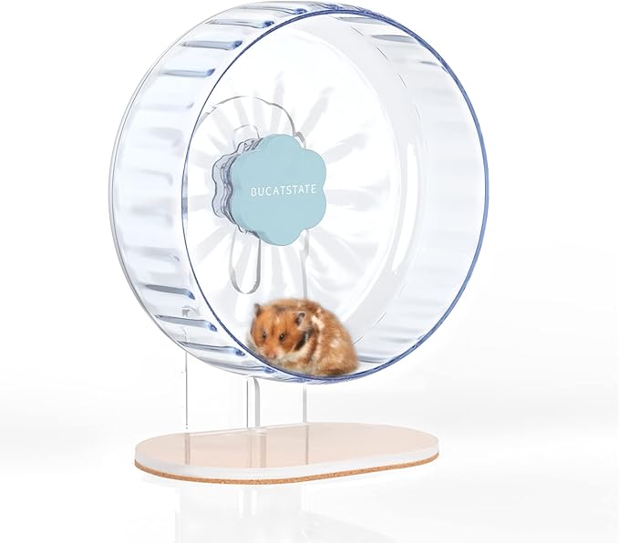 Bucatstate Super Silent Hamster Wheel Hamster Accessories Hamster Running Toys Small Animals Exercise Wheels Transparent 10.2 Inches-PawvioPets
