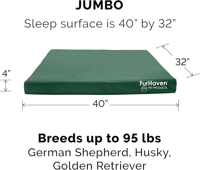 Furhaven Water-Resistant Cooling Gel Dog Bed for Large Dogs w/ Removable Washable Cover, For Dogs Up to 95 lbs - Indoor/Outdoor Logo Print Oxford Polycanvas Mattress - Forest, Jumbo/XL-PawvioPets