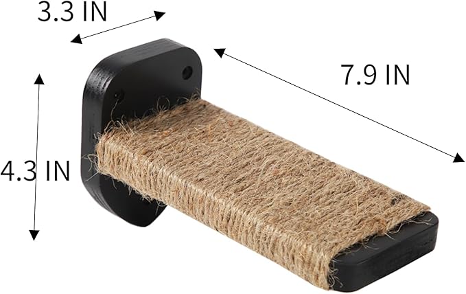 3 Pcs Cat Steps and Perches for Wall, Climbing Shelf With Hemp Rope, Wall-Mounted Furniture Set With Scratching Pads for Playing (Black)-PawvioPets