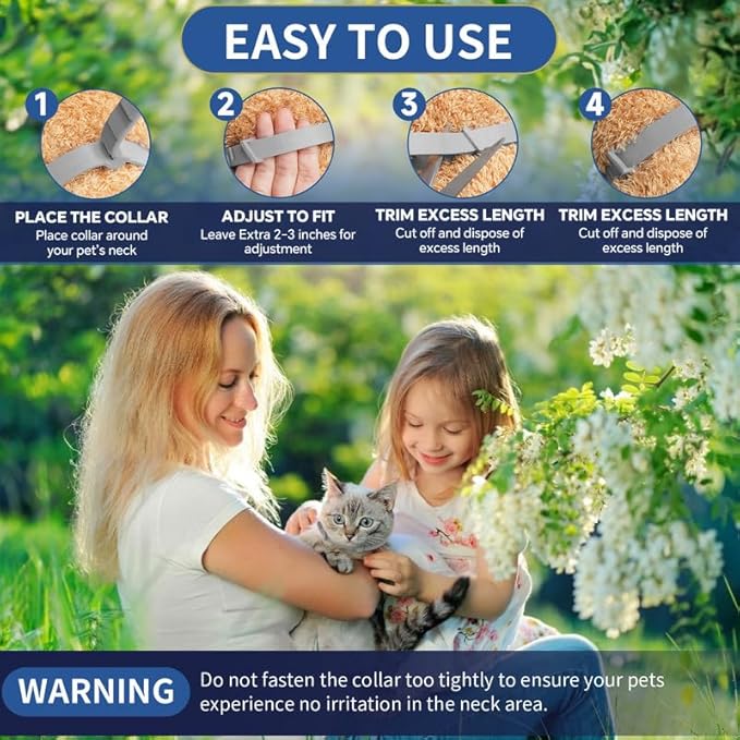 4 Pack Flea Collar for Cats, 32 Months Flea and Tick Prevention for Cats, Waterproof Cat Flea Collar, Natural Cat Flea and Tick Treatment, Adjustable Flea and Tick Collar for Cats Kittens(4 Colors)-PawvioPets