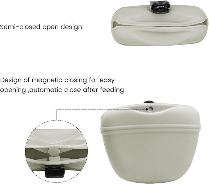 AUDWUD Silicone Dog Treat Pouch,Clip on Portable Training Container,Convenient Magnetic Buckle Closing and Waist Clip,No BPA-PawvioPets