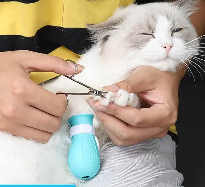 8 Piece Cat Grooming Supplies ，Adjustable Multifunctional Anti-Bite Shower net Bag，Cat Claw Covers，Cat Bath Brush and Cat Nail Clipper(Grey-B)-PawvioPets