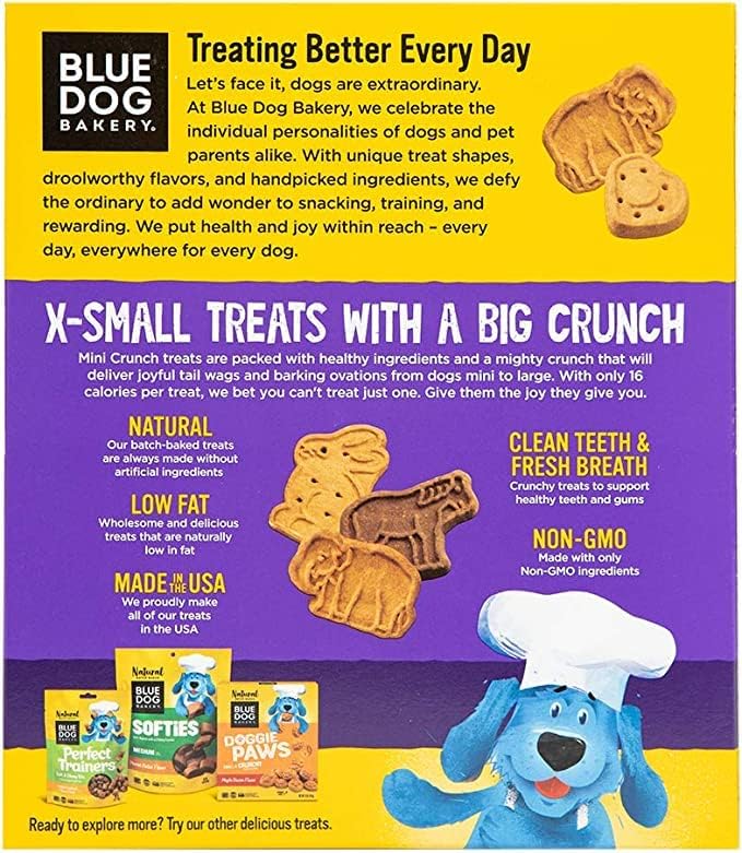 Blue Dog Bakery Natural Dog Treats, Mini Crunch, Assorted Flavors, 16.2oz, 3 Count-PawvioPets