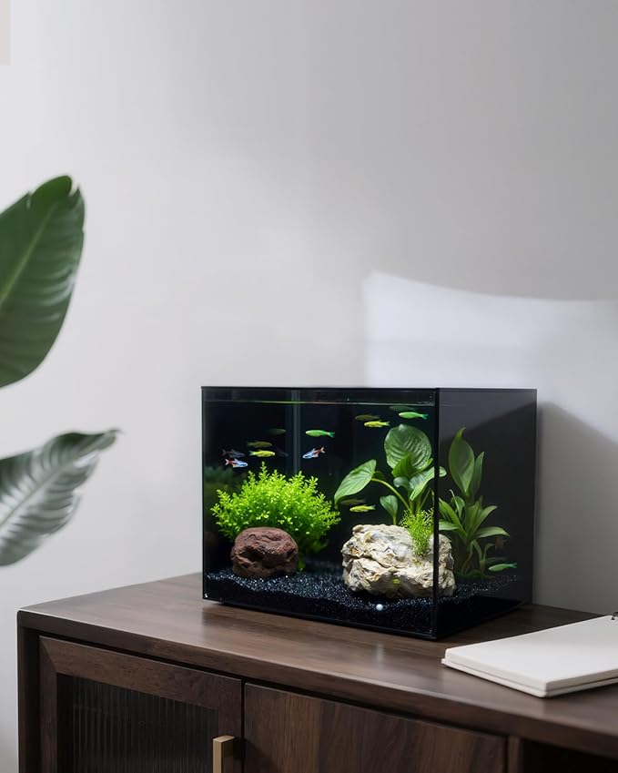 3 Gallon Clear Glass Fish Tank, Small Fish Tank Aquarium for Betta, Goldfish, Snail,Shrimp and Aquatic Planting-PawvioPets