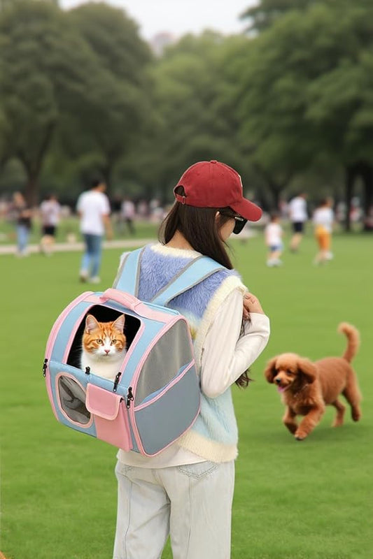 Cat Dog Carrier Backpacks,Pet Backpack Carrier, Bubble Backpack Pet Carriers with Breathable Mesh for Cats Small Dogs Puppies Animals for Travel, Hiking, Camping or Outdoor Use (Pink)-PawvioPets