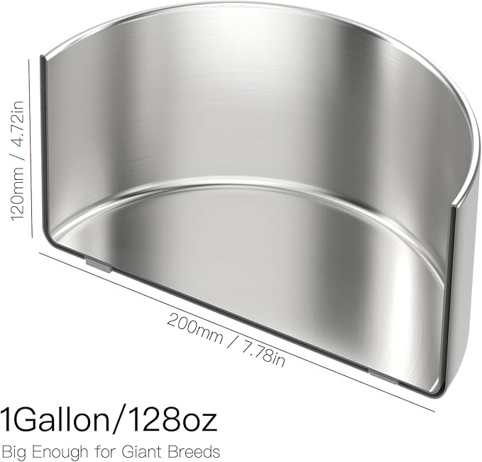 1Gallon Double Layer 304 Stainless Steel Dog Bowl - Insulated & Durable | Non-Slip Base | Easy to Clean | BPA-Free Safe Dog Water Bowl[128oz for Large Giant Breeds]-PawvioPets