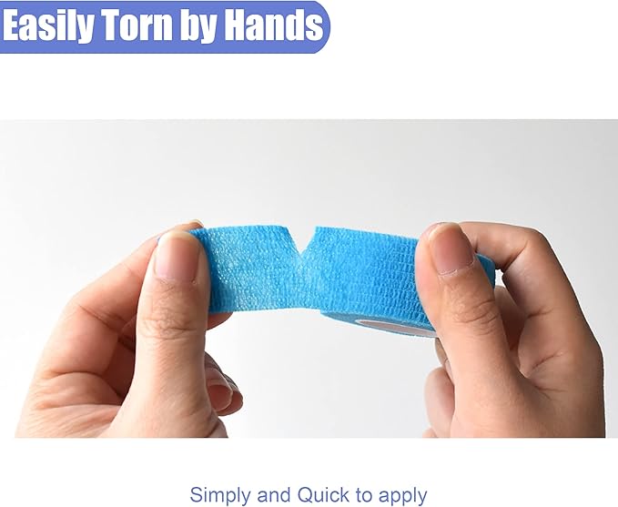 9 Pack 1" x 5 Yards Self Adhesive Bandage Wrap Self Stick Wrap for Ankle, Wrist, Finger, Sports, Breathable Cohesive Vet Tape for Pets (Light Blue)-PawvioPets