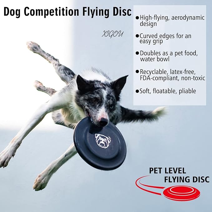 Dog Flying Disc, 3 Pcs Competition Dog Flyer Toy, Soft Indestructible Rubber Lightweight Flying Discs Toy for Dogs - Floats On Water, Gentle On Teeth and Gums-PawvioPets