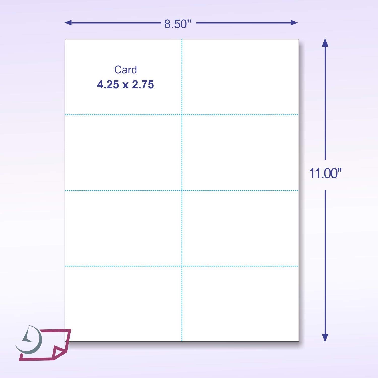 NextDayLabels - Blank Perforated Printable Cardstock, 8 Cards per Sheet, 100# tag - for laser and inkjet printer, 4-1/4" x 2-3/4" Each Card - 800 Cards - Made in the USA