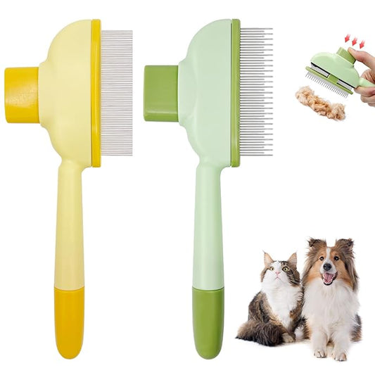 Flea Comb for Cats Dogs Brush for Shedding Pet Hair Removal Comb with Long & Short Stainless Steel Teeth for Deshedding-PawvioPets