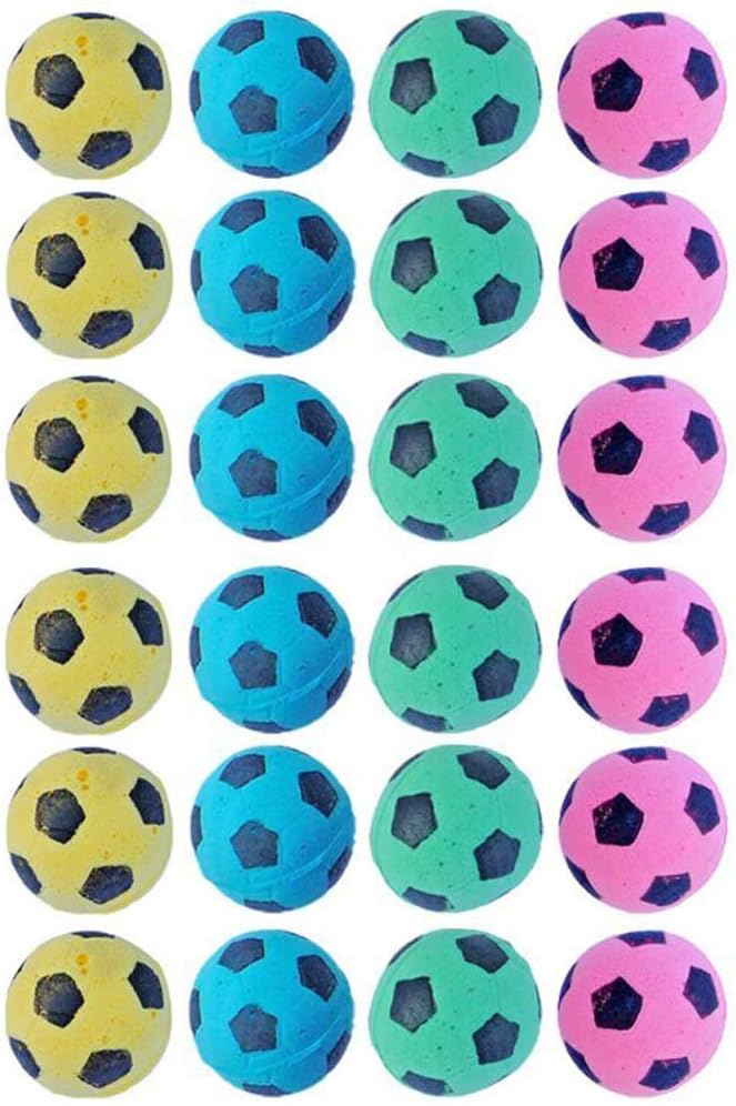 Foam Sponge Soccer Ball Cat Toy Interactive Cat Toys Independent Pet Kitten Cat Exrecise Toy Balls for Real Cats Kittens, Soft, Bouncy and Noise Free (24 Pack)-PawvioPets