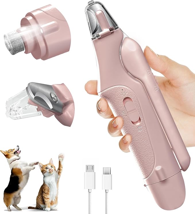 Dog Nail Clippers & Cat Nail Clipper with Catcher, 2 in 1 Dog Nail Trimmers & Grinder with Light for Large Small Dogs Cats,Silent Groom Pro Claw Trimmer, Rechargeable Dogs Nails Grinder Quiet-PawvioPets