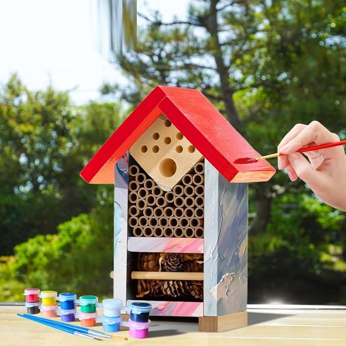 2 PK Premium Bug Hotel Kit Cedar Wood Insect Hotel - DIY Insect House Kit to Build - Backyard Bee House, Nesting Habitat Shelters, Garden Shelter for Bees, Butterflies, Bugs,Heavy Duty Thickness-PawvioPets