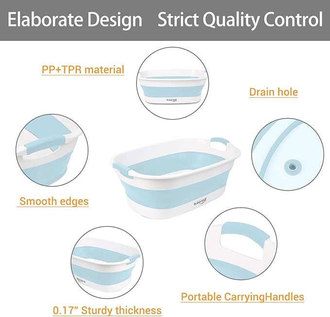 Collapsible Dog Bath Tub for Small Dogs & Cats, Portable Puppy Bath Tub with Water Drain Plug, Space Saving Foldable Pet Bathtub for Indoor & Outdoor Use, Blue-PawvioPets