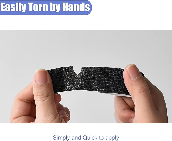 9 Pack 1" x 5 Yards Self Adhesive Bandage Wrap Self Stick Wrap for Ankle, Wrist, Finger, Sports, Breathable Cohesive Vet Tape for Pets (Black)-PawvioPets