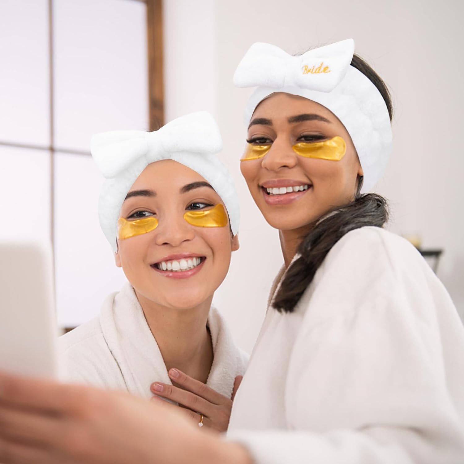 Semato Bachelorette Party Favor Set Bride and Bridesmaid Spa Headband Skincare Headbands for Women Gifts and Party Supplies (1 bride+7white)