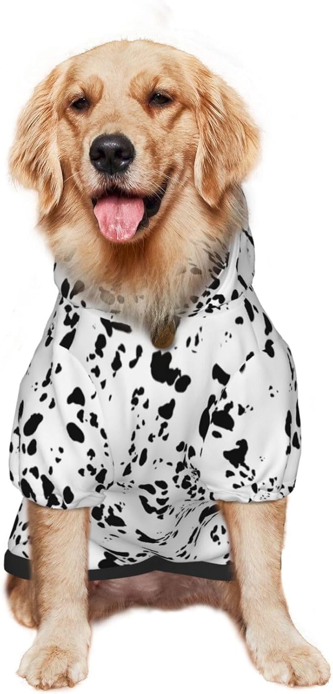 Dalmatian Hoodie, Cute Halloween Cosplay Winter Costume With Pocket, Dalmatians Print Clothes for Medium Large Dogs-PawvioPets