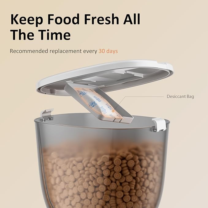 5L/21 Cup Automatic Cat Feeder, Timed Cat Food Dispenser, Automatic Pet Feeders Up to 6 Meals 1-20 Portion, Dual Power Supply Cats Feeder with Stainless Steel, Pet Dry Food Dispenser for Cats & Puppy-PawvioPets