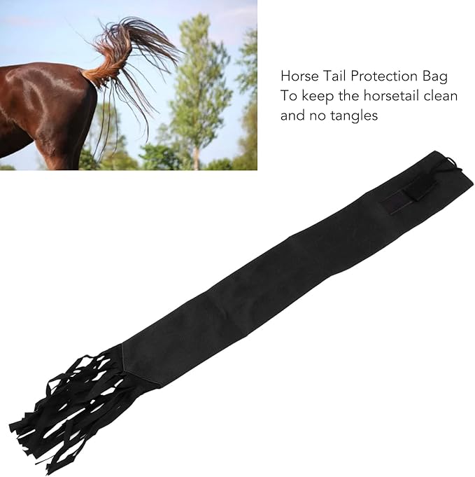 GLOGLOW Horse Tail Bag, Design Horse Tail Guard with Fringe for Keep Tail and Protected (Black)-PawvioPets