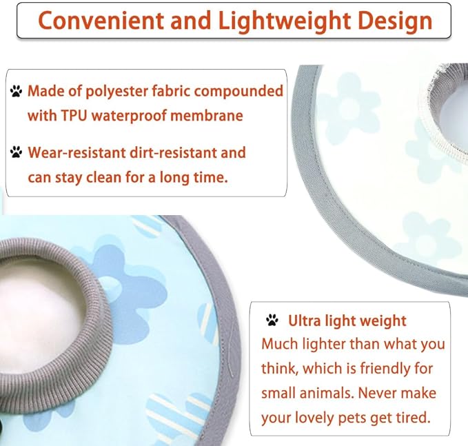 Cat Cone Collar 2pcs Adjustable Protective Collar for Pet Cat Recovery Collar Wound Healing (B-Blue Flower, M+L)-PawvioPets