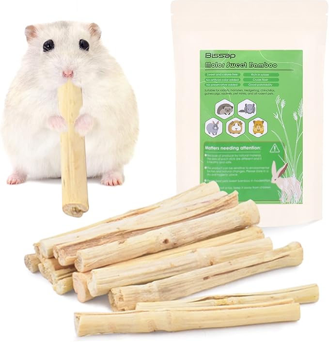 Bissap 145g/0.3Ib Sweet Bamboo Chew Sticks for Rabbits, Bunny Chew Sticks for Rabbits Hamster Chinchilla Guinea Pigs Rabbit Small Animals Natural Treats Teeth Grinding Chew Toys-PawvioPets