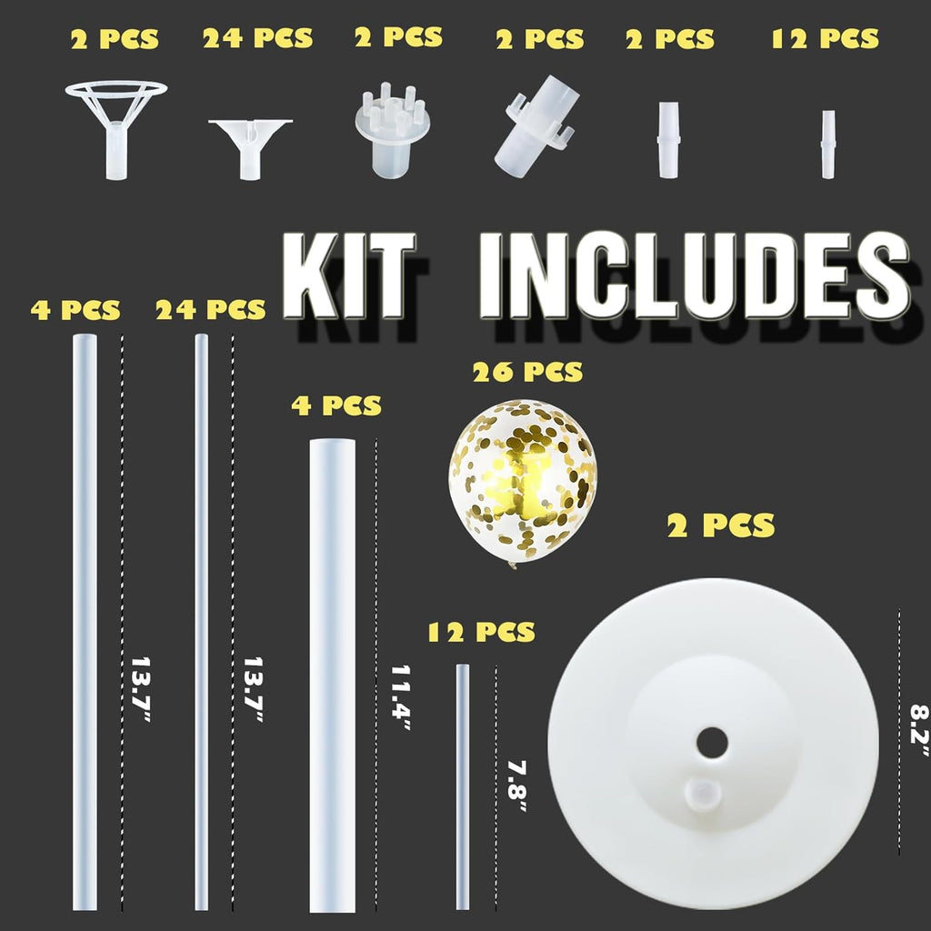 Navy Blue Gold Confetti Balloon Column Stand Kit Set of 2 Included-Balloon Sticks with Base&Pole,Backdrop Decoration for Metallic Chrome Wedding, Baby Shower,Birthday,Anniversary Party