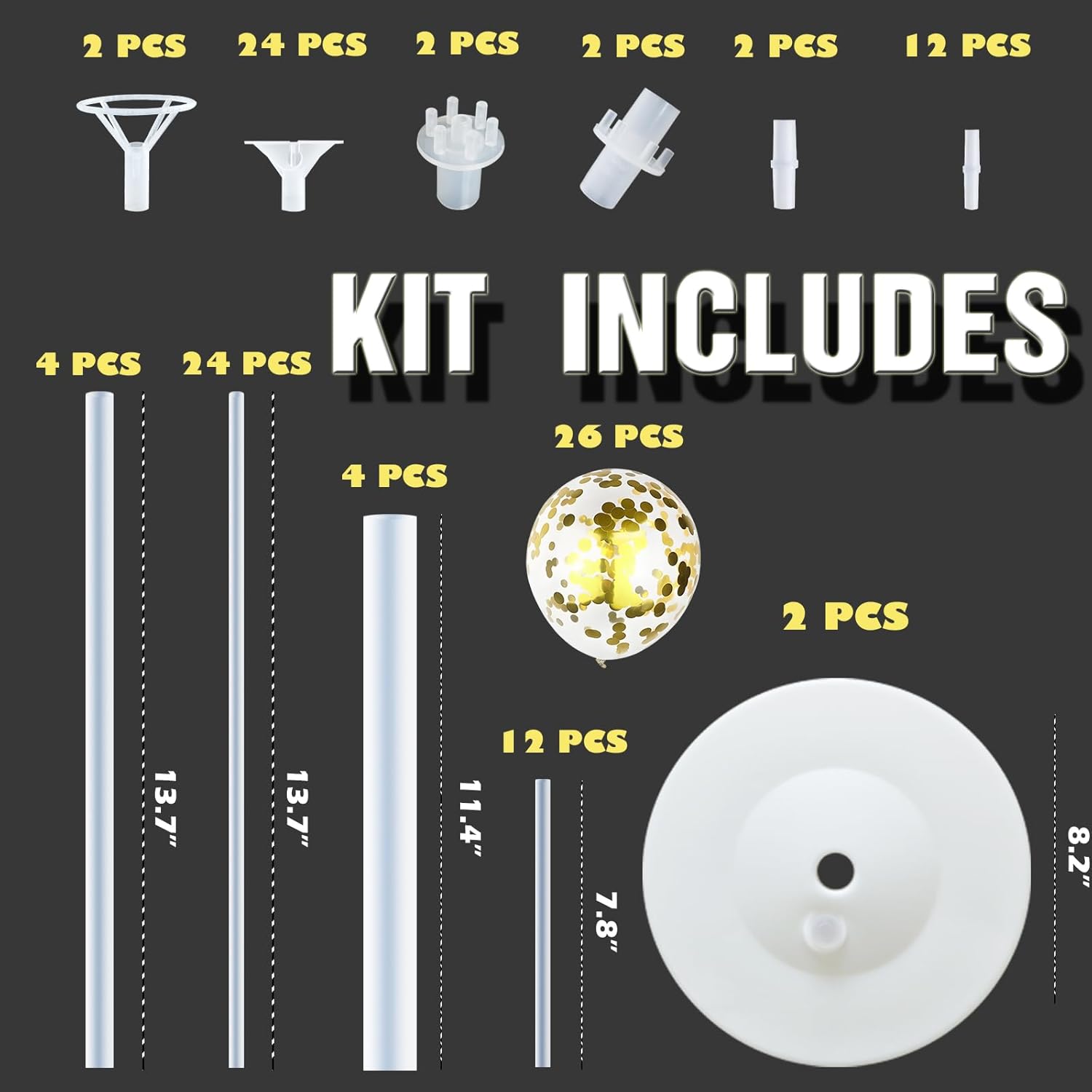 Navy Blue Gold Confetti Balloon Column Stand Kit Set of 2 Included-Balloon Sticks with Base&Pole,Backdrop Decoration for Metallic Chrome Wedding, Baby Shower,Birthday,Anniversary Party