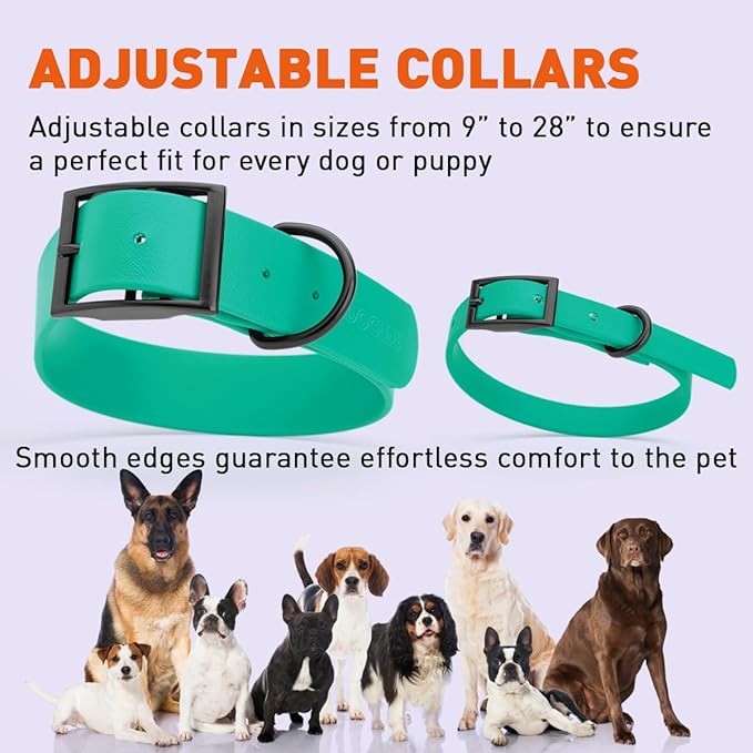 Dogline Biothane Waterproof Dog Collar Strong Coated Nylon Webbing with Black Hardware Odor- Proof for Easy Care Easy to Clean High Performance Fits Small Medium or Large Dogs, Teal-PawvioPets