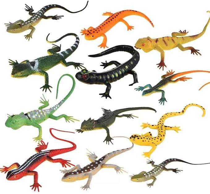 12PCS Mini Lizard Figurines Set – Small Realistic Reptile Toys, Soft Plastic Animal Models for Kids Learning, Party Favors, Diorama Decorations, and Collectors-PawvioPets