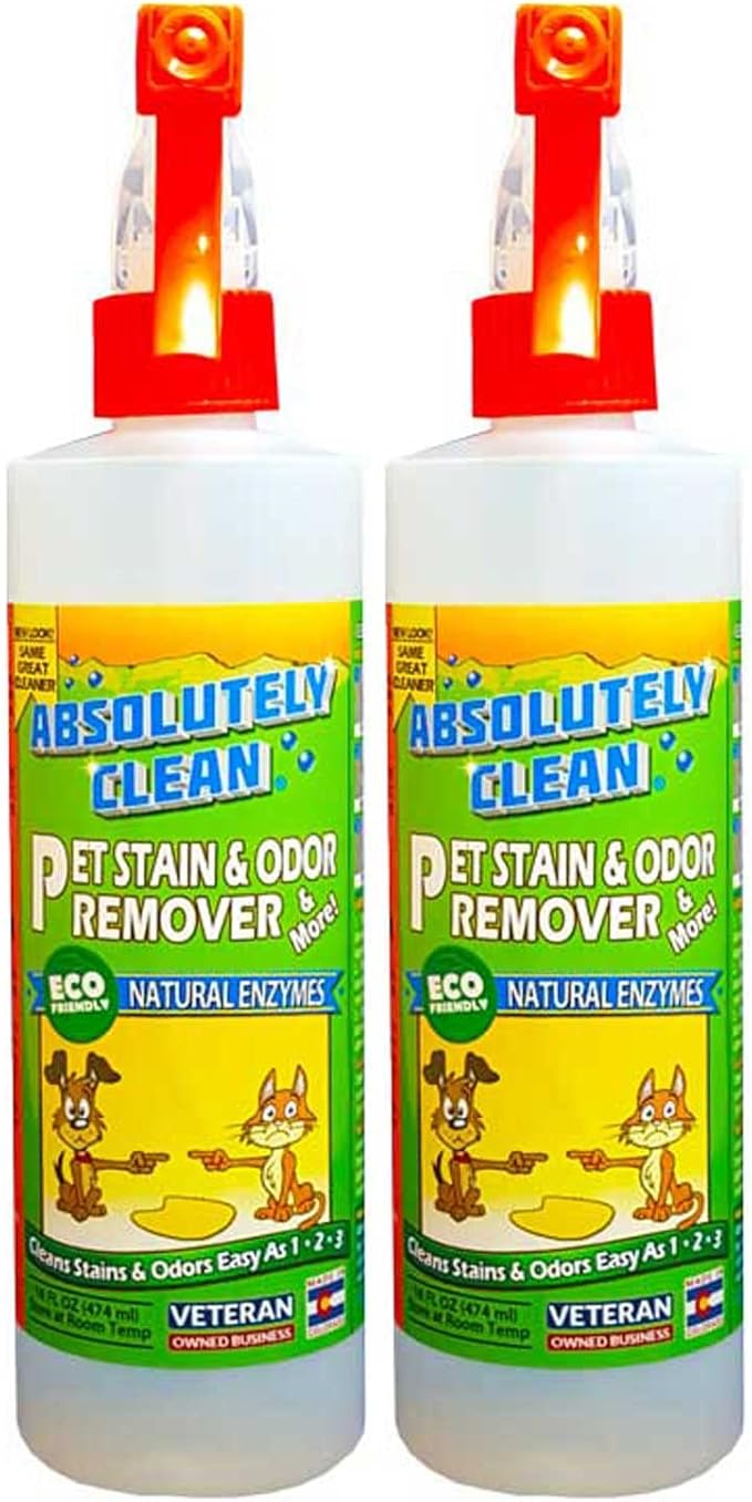 Absolutely Clean Amazing Pet Odor Eliminator for Home, Professional Strength: Natural Enzymes Remove Most Stains in 60 Seconds -Dog/Cat Urine, Vomit, Bile, Feces, Grass, Blood, Drool, More -USA Made-PawvioPets