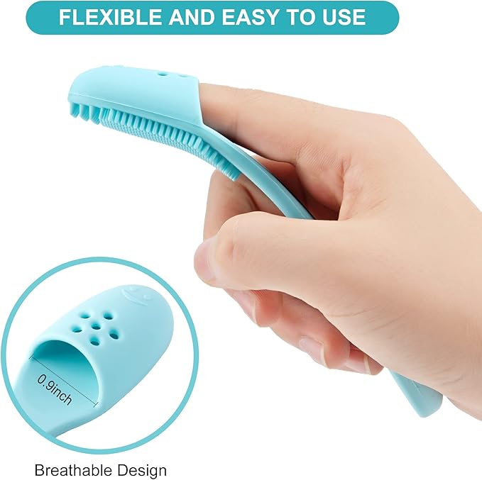 Coomazy Dog Finger Toothbrush, Dog Tooth Brushing Kit with Food Grade Silicone, Easily Clean Teeth Dirt, Suitable for Medium and Large Dogs, 2-Packs, Blue+Pink-PawvioPets