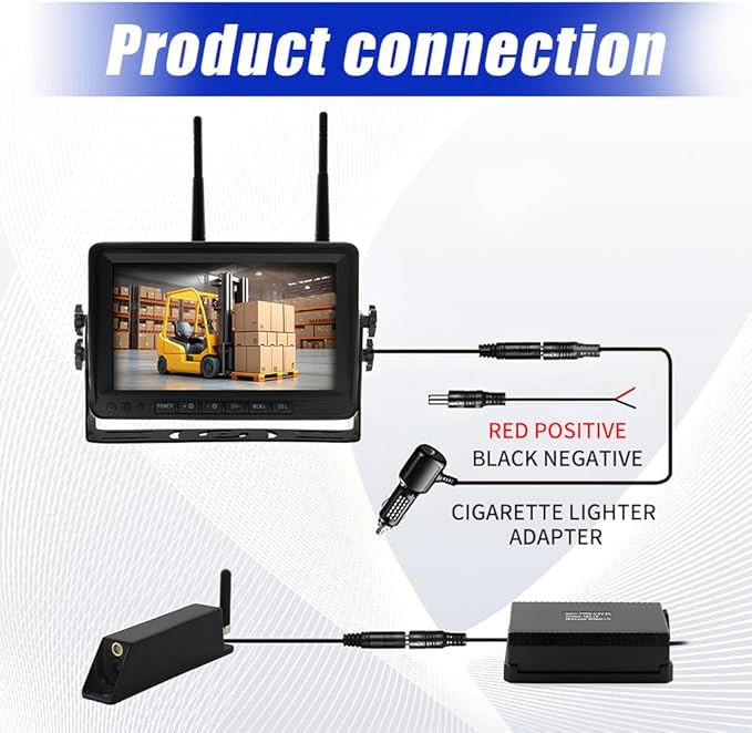 7-inch Forklift Reversing Monitor, HD Night Vision 1080P Magnetic Wireless Reversing Camera, Waterproof IP68, IR Laser Positioning Camera for Forklifts, Vans, Trucks and Trailers-PawvioPets