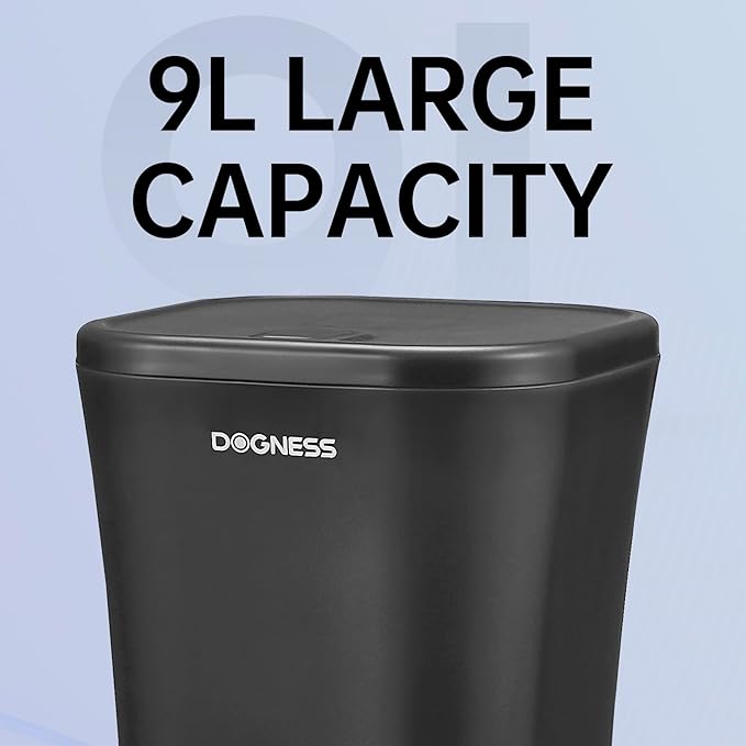 DOGNESS 9L Dog Feeders for Large Dogs, Automatic Dog Feeder with Timer Extra Large, Programmable Auto Pet Food Dispenser Feeder, Portion Control, Voice Recording, Battery and Plug-in Power (Black)-PawvioPets