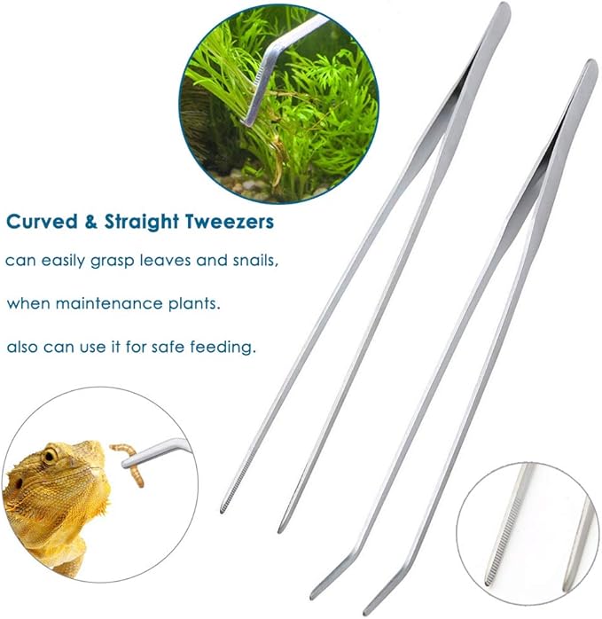 Capetsma Aquascape Tools, Long Stainless Steel Aquarium Plant Tools Aquarium Tweezers Scissors Spatula Tool Set Bonsai Kit Algae Scrapers Aquarium Cleaning Kit for Fish Tank Starter kit-PawvioPets